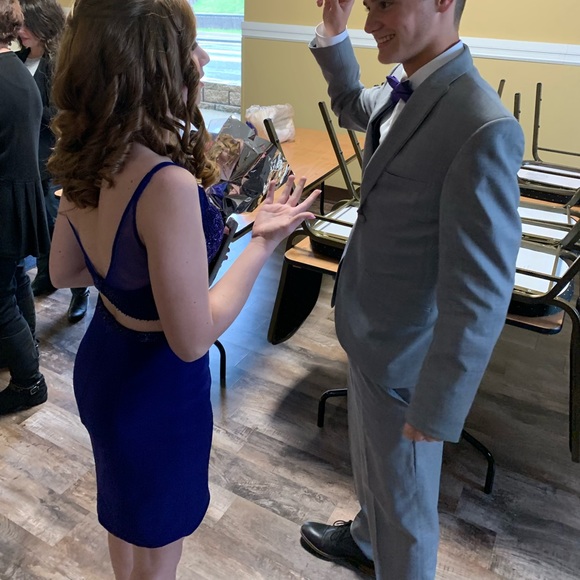 rachel allan two-piece purple homecoming formal dress - Picture 4 of 11